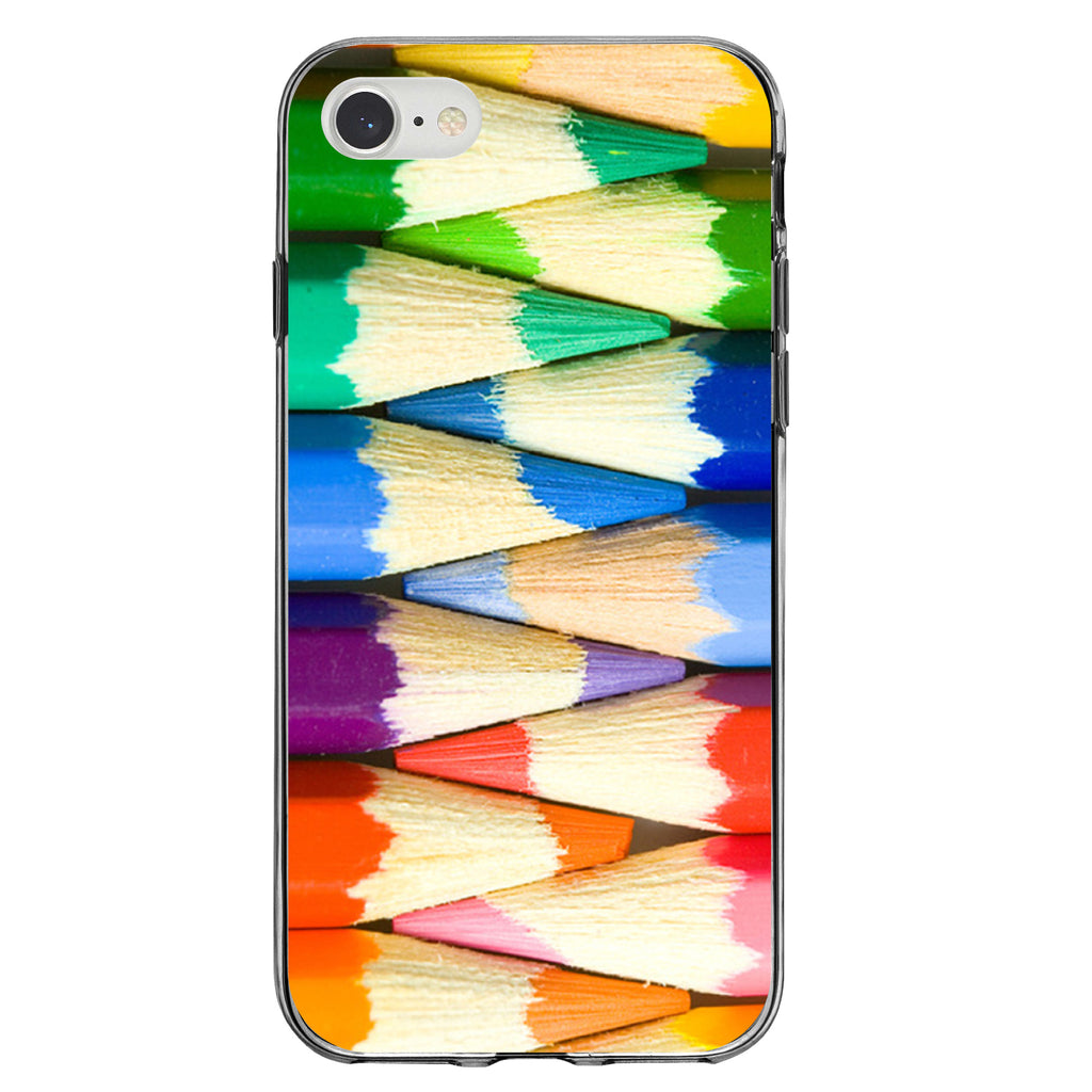 Rainbow Colored Pencils Clear Shockproof iPhone Case, view 5