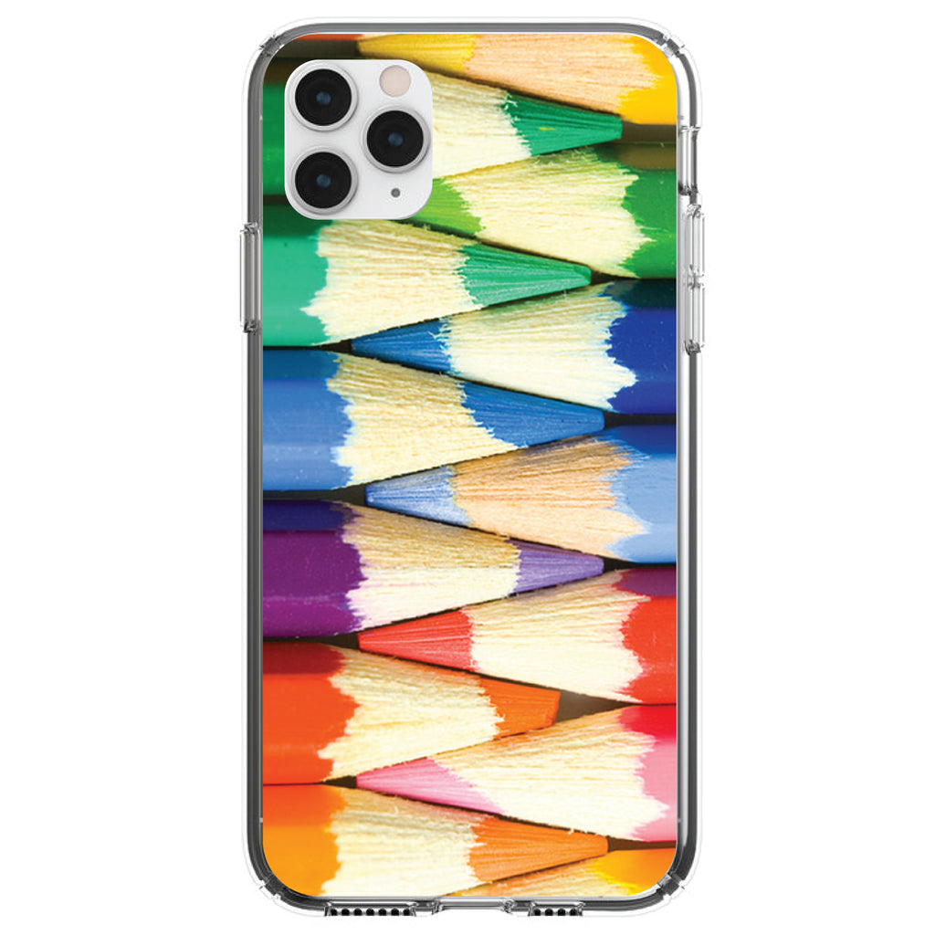 Rainbow Colored Pencils Clear Shockproof iPhone Case