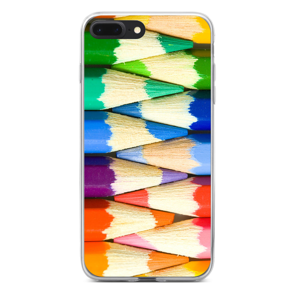 Rainbow Colored Pencils Clear Shockproof iPhone Case, view 6