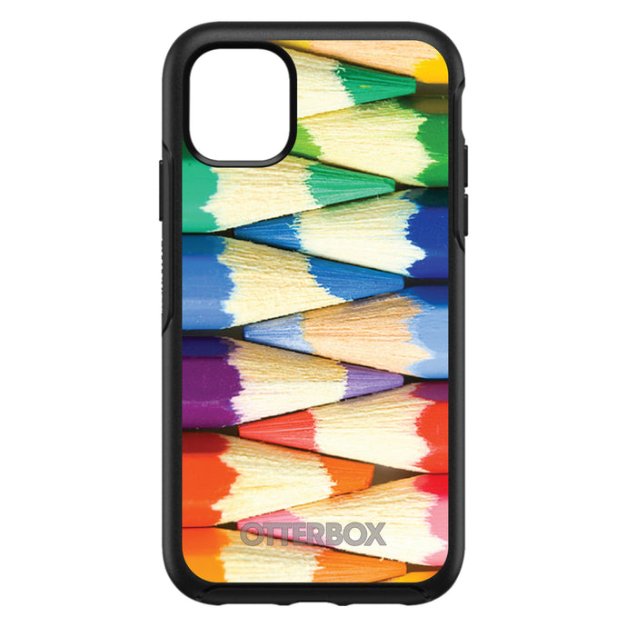 DistinctInk™ OtterBox Symmetry Series Case for Apple iPhone / Samsung Galaxy / Google Pixel - Rainbow Colored Pencils
