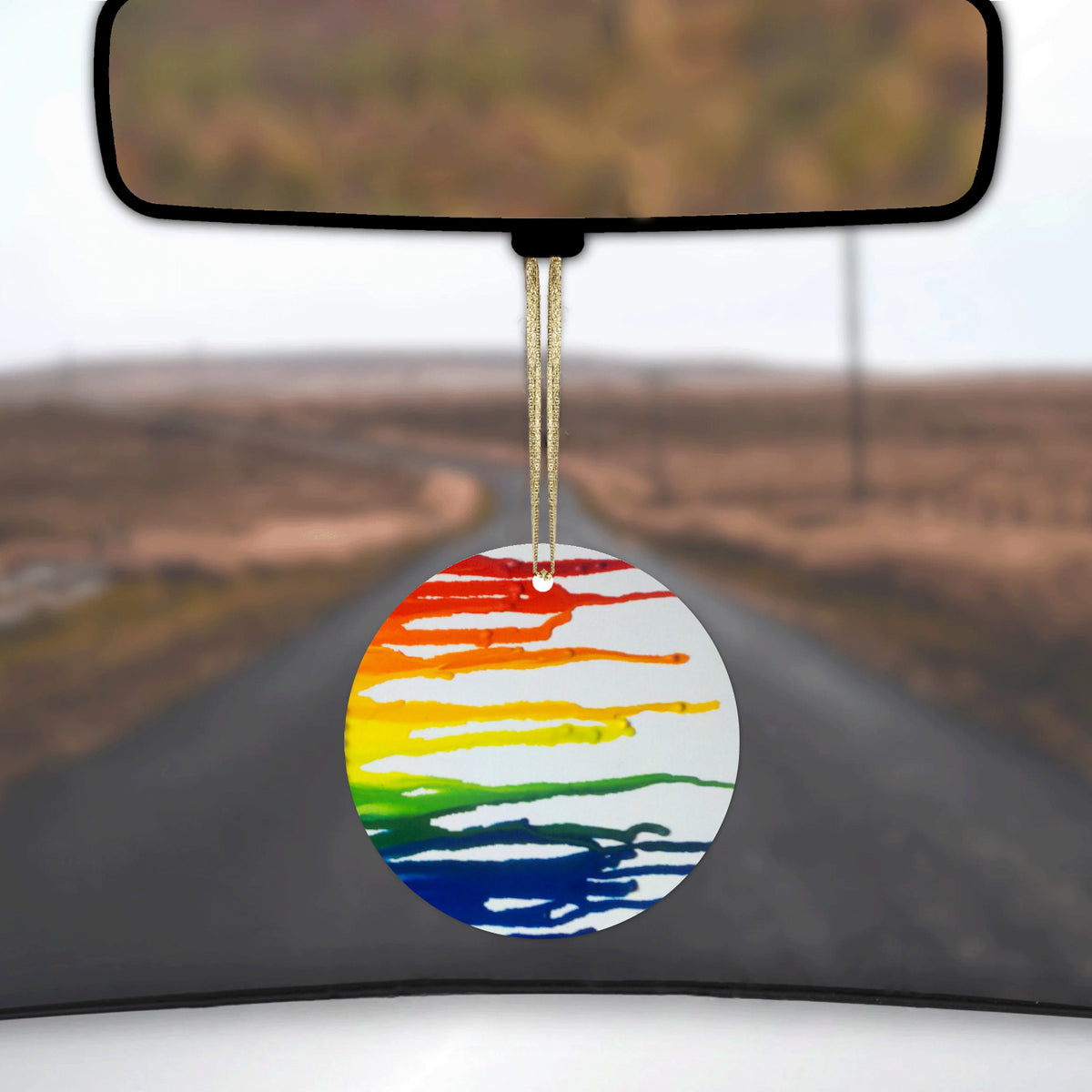 Rainbow Melted Crayons Ceramic Ornament, view 3