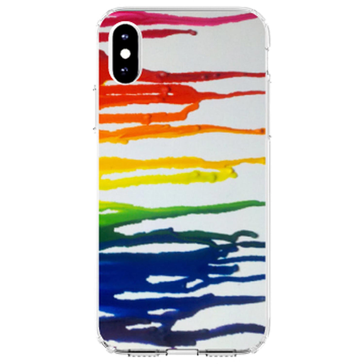 Rainbow Melted Crayons Clear Shockproof iPhone Case, view 3