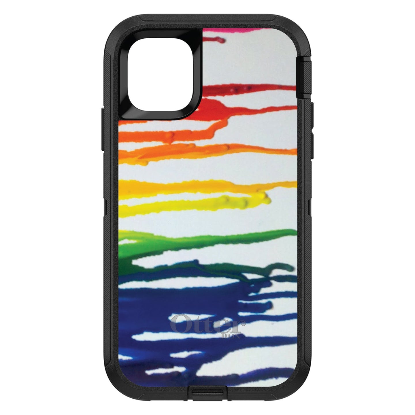 DistinctInk™ OtterBox Defender Series Case for Apple iPhone / Samsung Galaxy / Google Pixel - Rainbow Melted Crayons