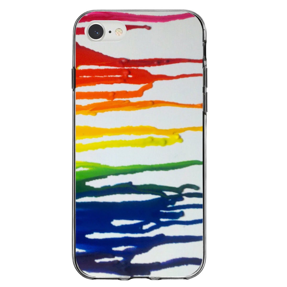 Rainbow Melted Crayons Clear Shockproof iPhone Case, view 5