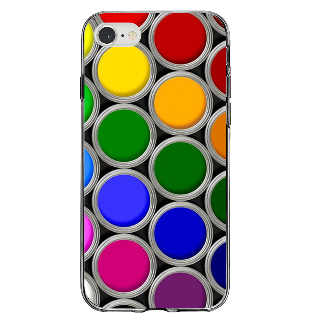 Rainbow Paint Cans Clear Shockproof iPhone Case, view 5