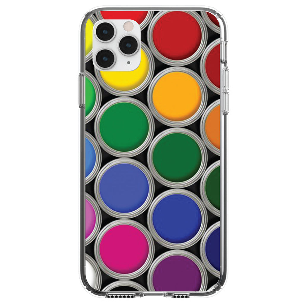 Rainbow Paint Cans Clear Shockproof iPhone Case