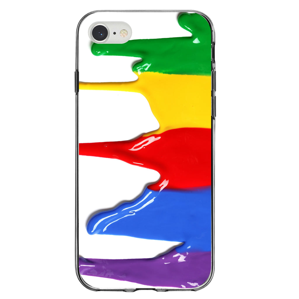 Rainbow Paint Dripping Clear Shockproof iPhone Case, view 5