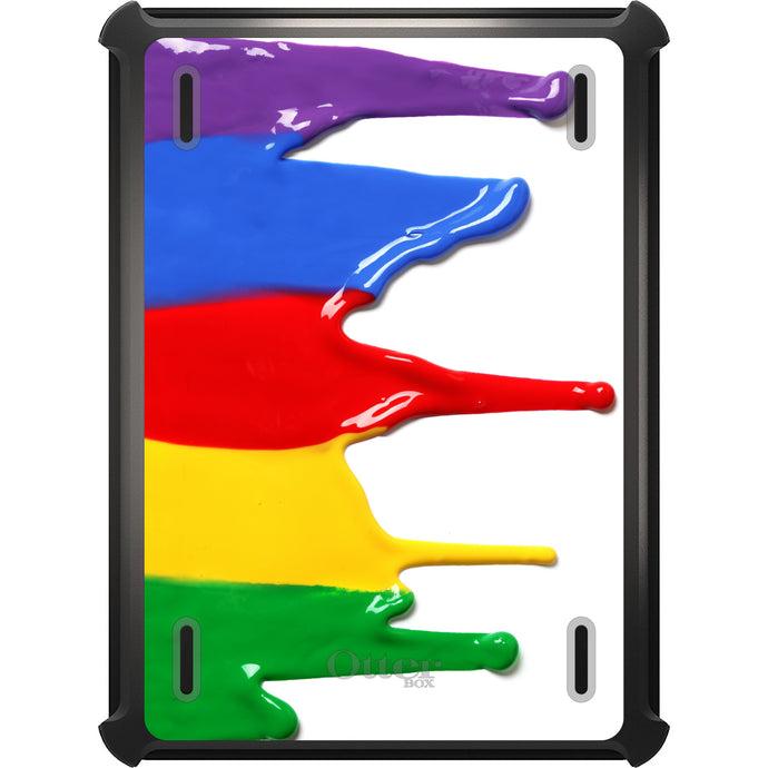 DistinctInk™ OtterBox Defender Series Case for Apple iPad / iPad Pro / iPad Air / iPad Mini - Rainbow Paint Dripping