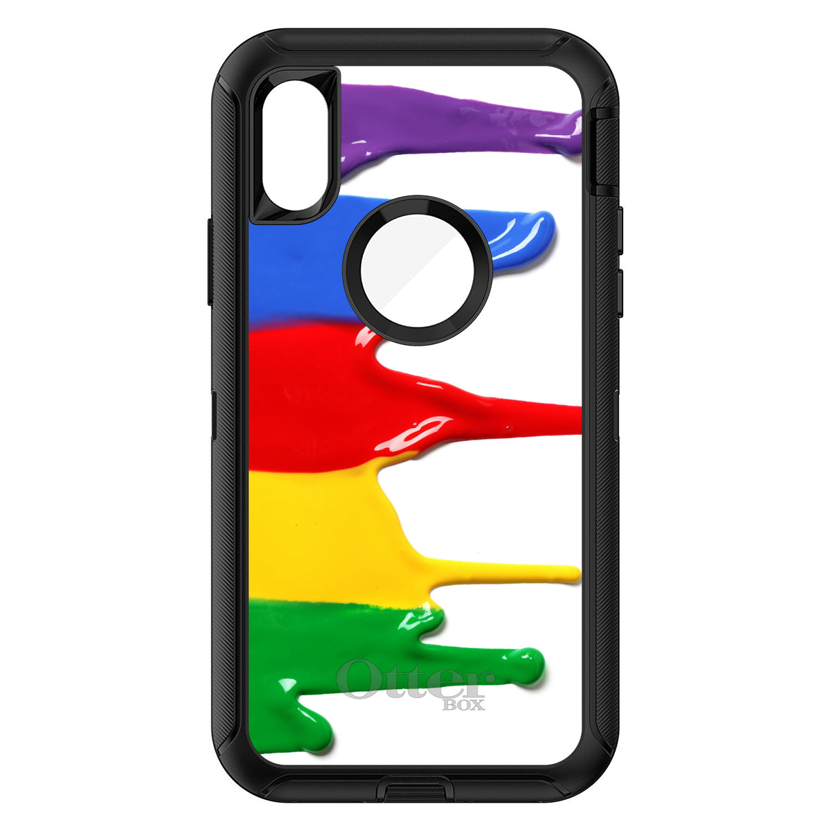 Rainbow Paint Dripping OtterBox Defender Case for iPhone & Galaxy, view 3
