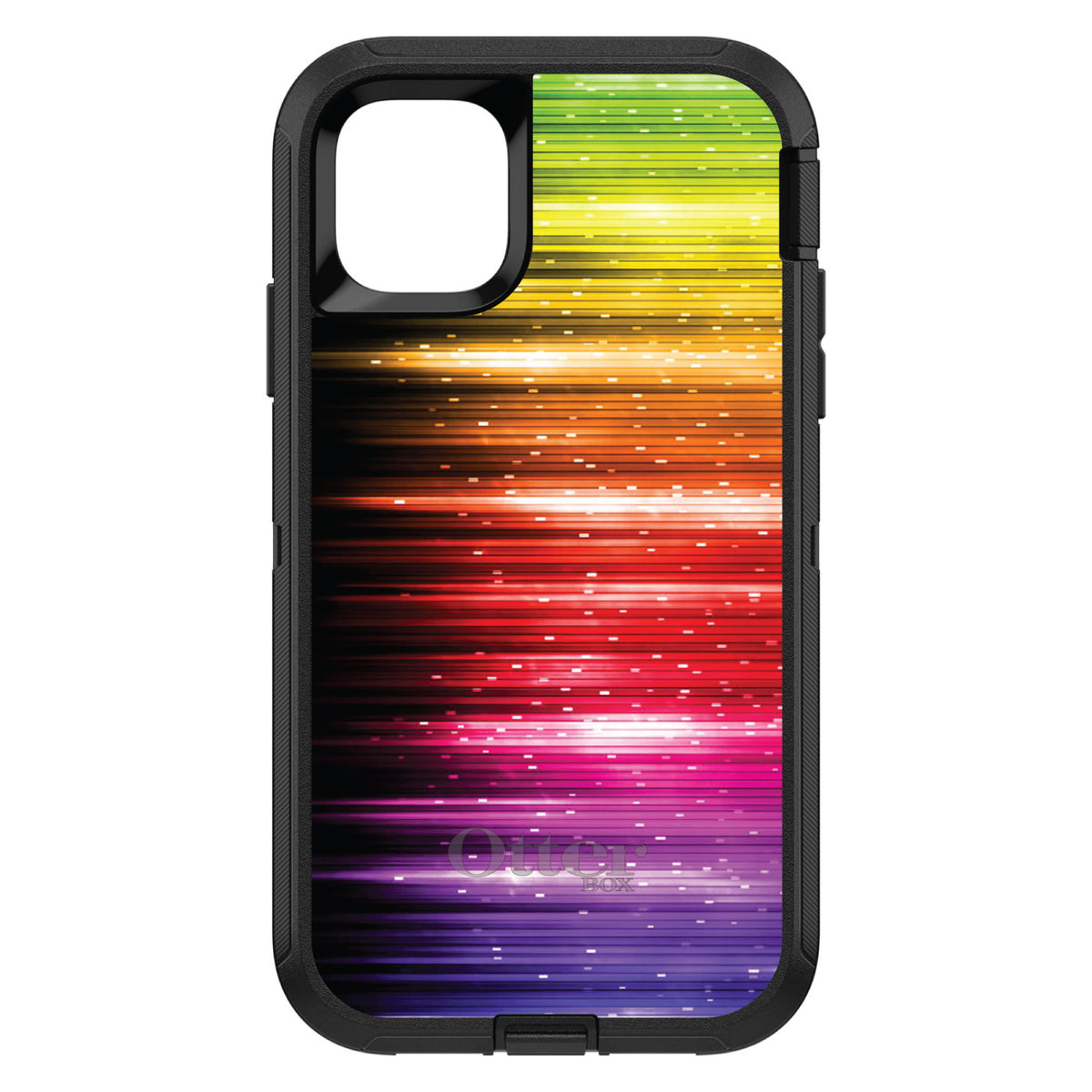 Rainbow Light Glowing Lines OtterBox Defender Case for iPhone & Galaxy, view 2