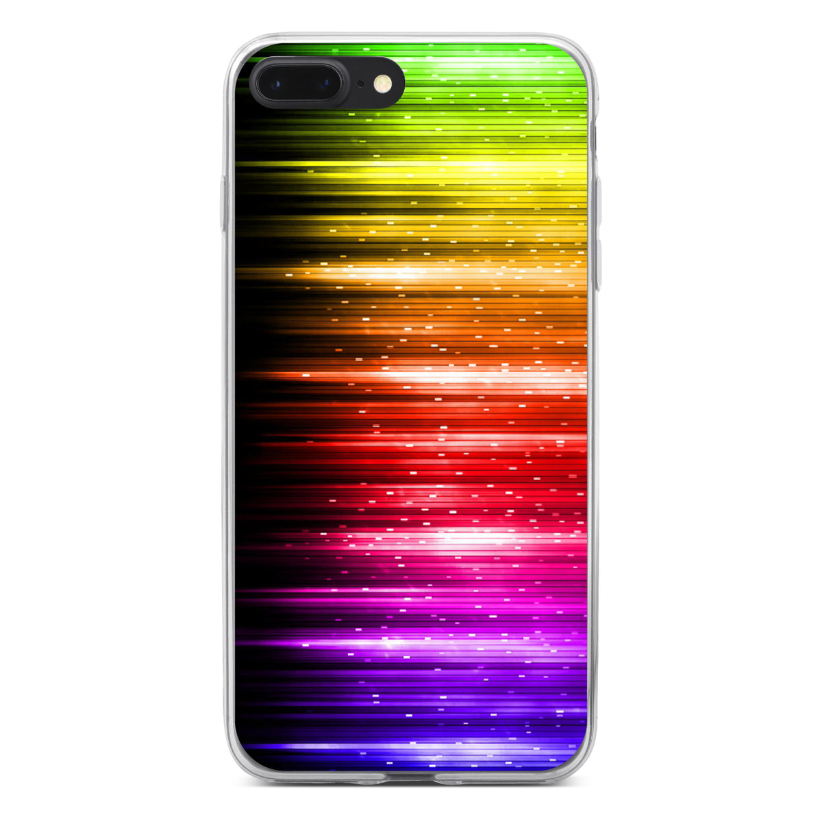 Rainbow Light Glowing Lines Clear Shockproof iPhone Case, view 6