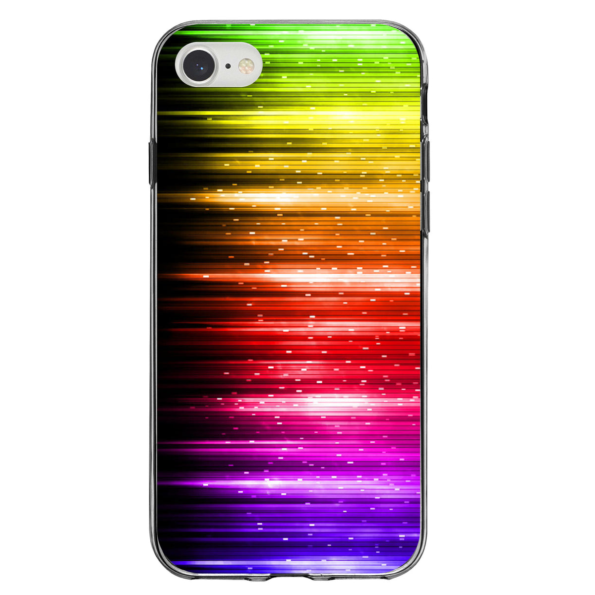 Rainbow Light Glowing Lines Clear Shockproof iPhone Case, view 5