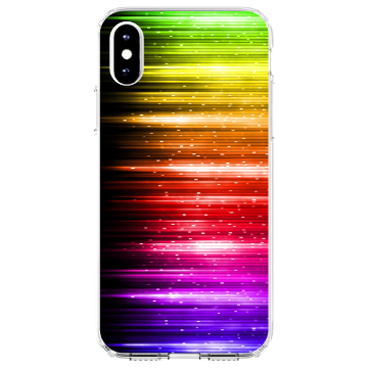 Rainbow Light Glowing Lines Clear Shockproof iPhone Case, view 2
