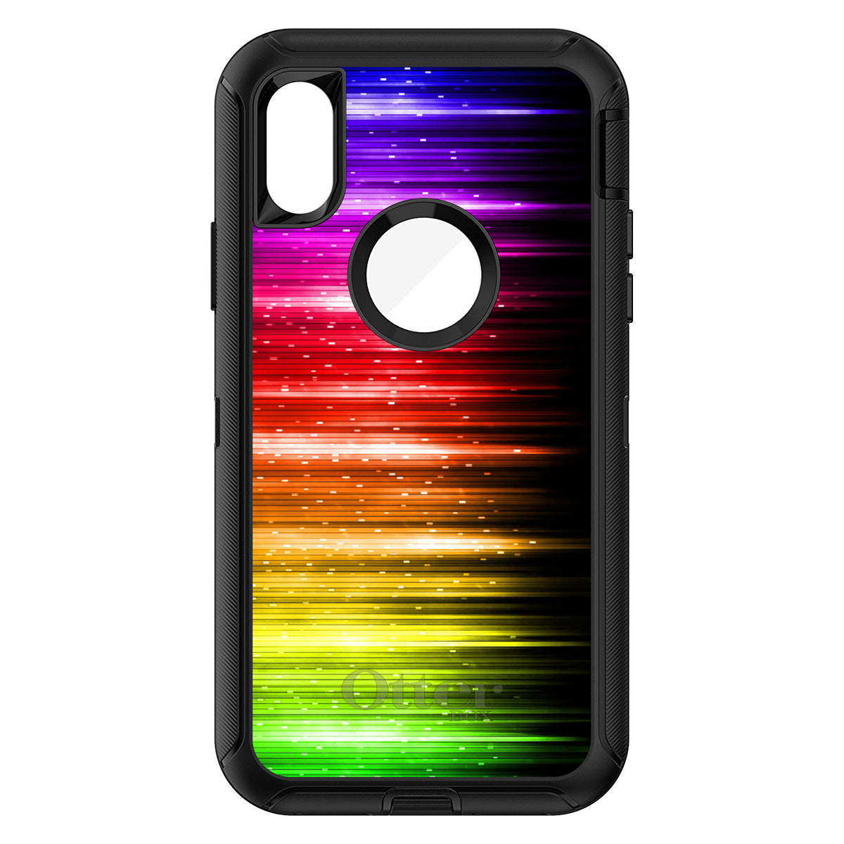 Rainbow Light Glowing Lines OtterBox Defender Case for iPhone & Galaxy, view 3