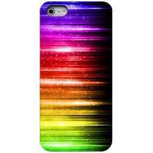 DistinctInk® Hard Plastic Snap-On Case for Apple iPhone or Samsung Galaxy - Rainbow Light Glowing Lines