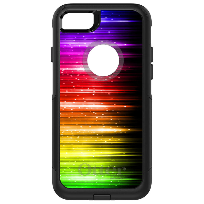 DistinctInk OtterBox Commuter Series Case for Apple iPhone or Samsung Galaxy - Rainbow Light Glowing Lines