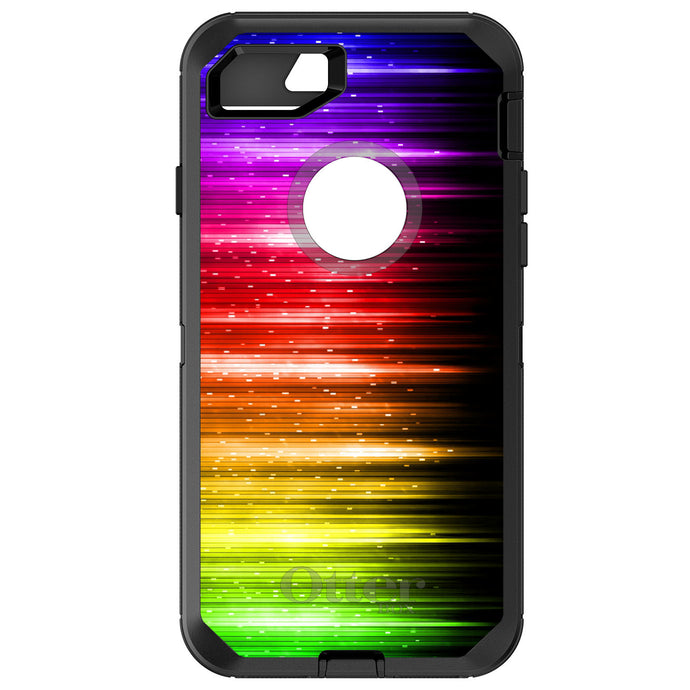 DistinctInk™ OtterBox Defender Series Case for Apple iPhone / Samsung Galaxy / Google Pixel - Rainbow Light Glowing Lines