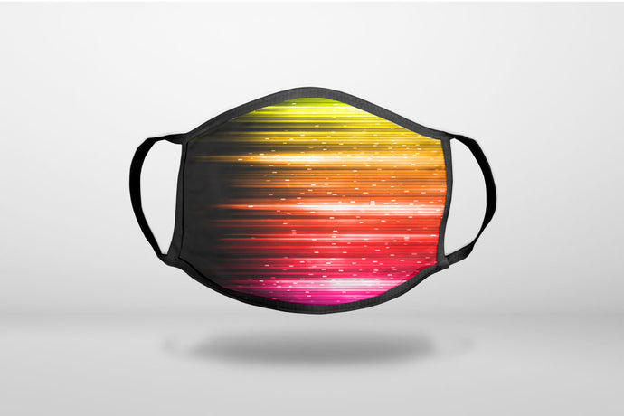 Rainbow Light Glowing Lines - 3-Ply Reusable Soft Face Mask Covering, Unisex, Cotton Inner Layer