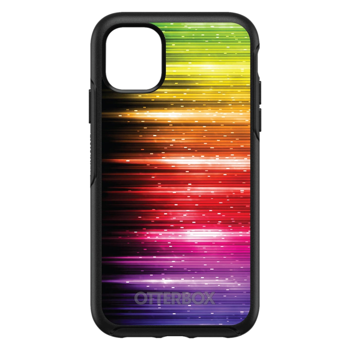 DistinctInk™ OtterBox Symmetry Series Case for Apple iPhone / Samsung Galaxy / Google Pixel - Rainbow Light Glowing Lines