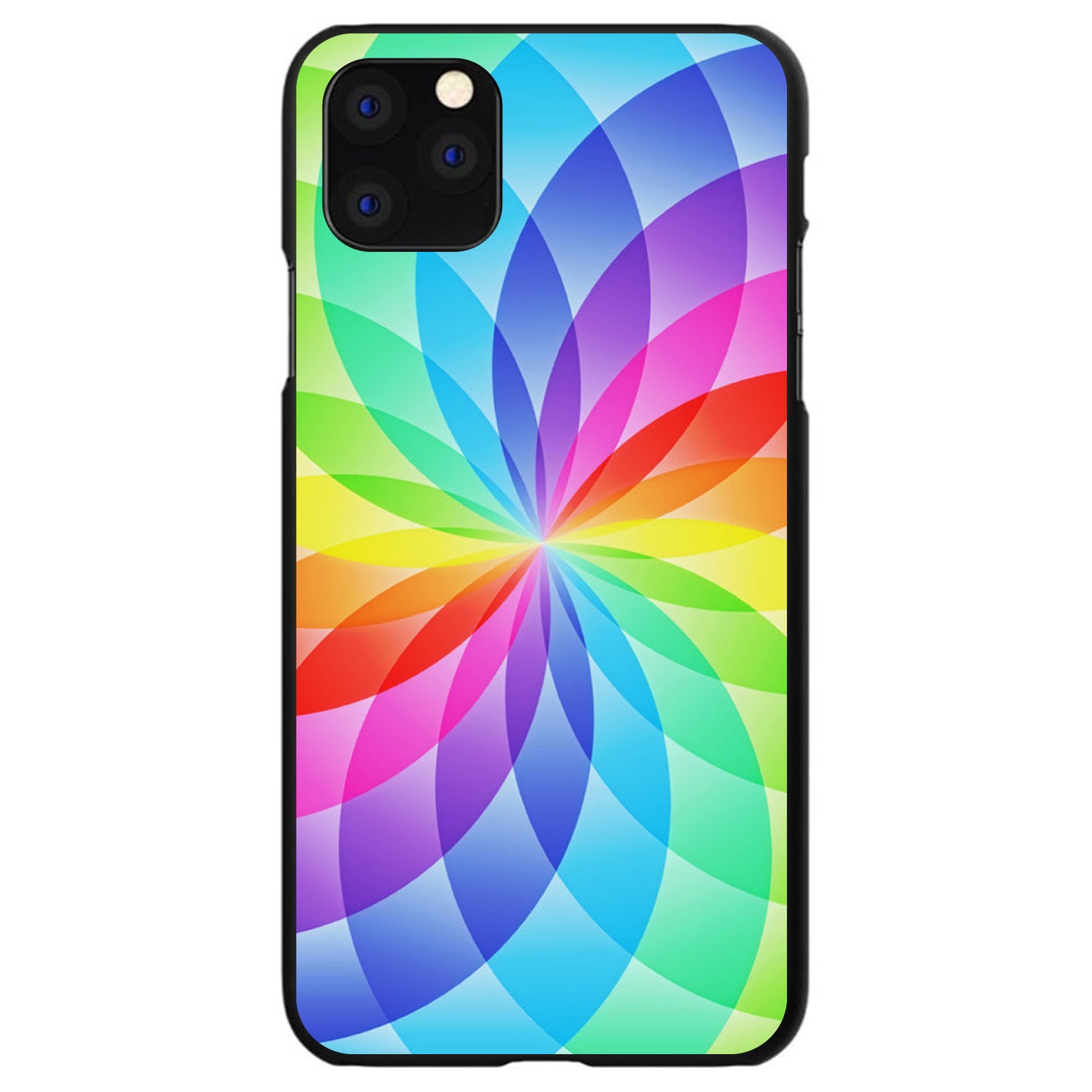 DistinctInk® Hard Plastic Snap-On Case for Apple iPhone or Samsung Galaxy - Rainbow Star Geometric