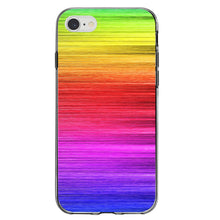 DistinctInk® Clear Shockproof Hybrid Case for Apple iPhone / Samsung Galaxy / Google Pixel - Rainbow Shimmering Lines