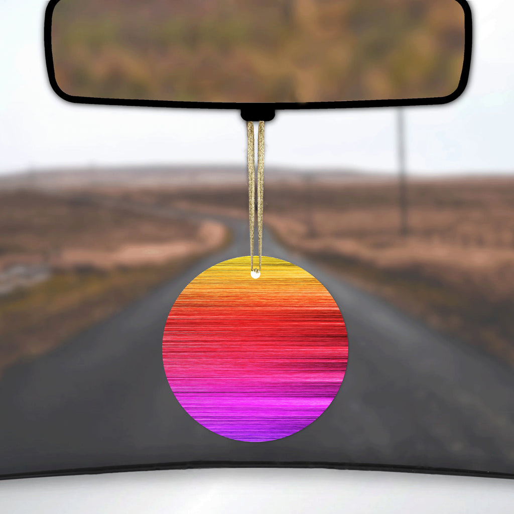Rainbow Shimmering Lines Ceramic Ornament, view 3