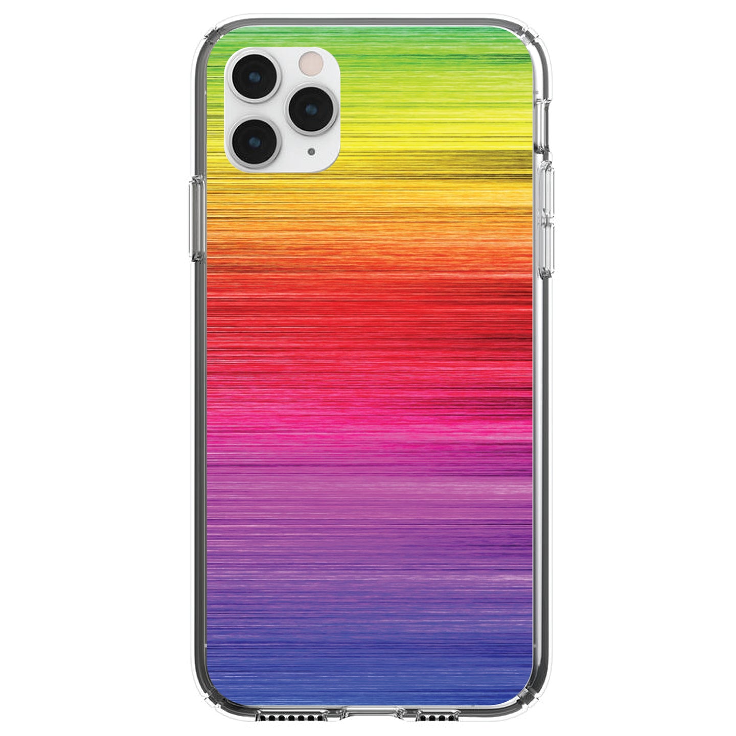 DistinctInk® Clear Shockproof Hybrid Case for Apple iPhone / Samsung Galaxy / Google Pixel - Rainbow Shimmering Lines