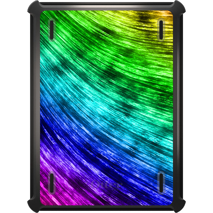 DistinctInk™ OtterBox Defender Series Case for Apple iPad / iPad Pro / iPad Air / iPad Mini - Rainbow Shimmering Curve