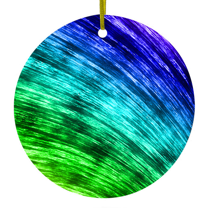 Rainbow Shimmering Curve Ceramic Ornament