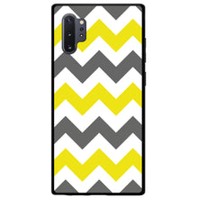 DistinctInk® Hard Plastic Snap-On Case for Apple iPhone or Samsung Galaxy - Grey Yellow Chevron Stripes