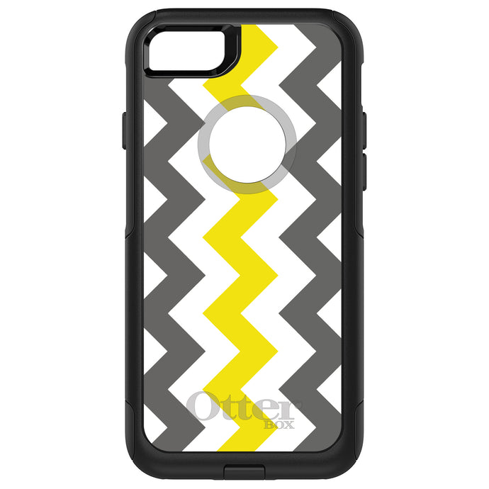 DistinctInk OtterBox Commuter Series Case for Apple iPhone or Samsung Galaxy - Grey Yellow Chevron Stripes
