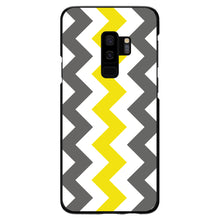 DistinctInk® Hard Plastic Snap-On Case for Apple iPhone or Samsung Galaxy - Grey Yellow Chevron Stripes