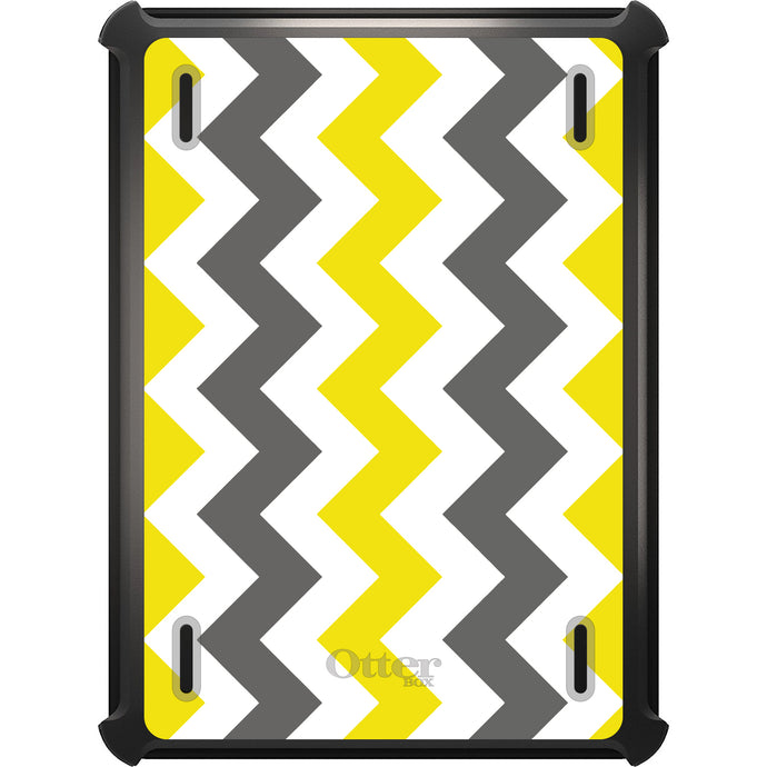 DistinctInk™ OtterBox Defender Series Case for Apple iPad / iPad Pro / iPad Air / iPad Mini - Grey Yellow Chevron Stripes
