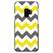 DistinctInk® Hard Plastic Snap-On Case for Apple iPhone or Samsung Galaxy - Grey Yellow Chevron Stripes