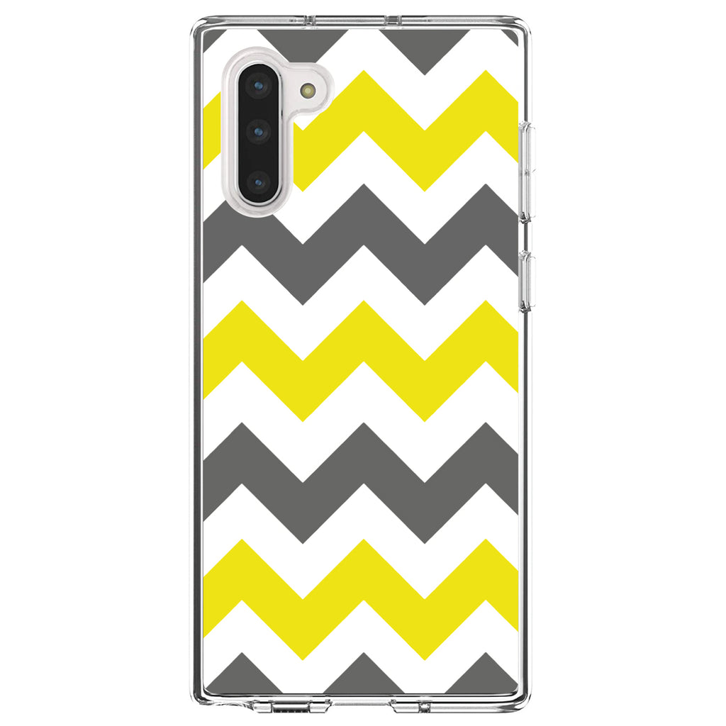 Grey Yellow Chevron Stripes Clear Shockproof iPhone Case, view 9