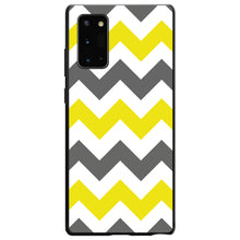 DistinctInk® Hard Plastic Snap-On Case for Apple iPhone or Samsung Galaxy - Grey Yellow Chevron Stripes