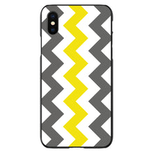 DistinctInk® Hard Plastic Snap-On Case for Apple iPhone or Samsung Galaxy - Grey Yellow Chevron Stripes