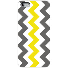 DistinctInk® Hard Plastic Snap-On Case for Apple iPhone or Samsung Galaxy - Grey Yellow Chevron Stripes