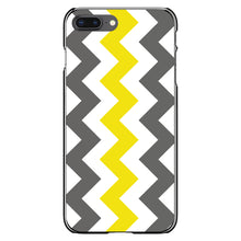 DistinctInk® Hard Plastic Snap-On Case for Apple iPhone or Samsung Galaxy - Grey Yellow Chevron Stripes