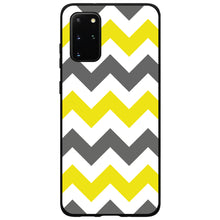 DistinctInk® Hard Plastic Snap-On Case for Apple iPhone or Samsung Galaxy - Grey Yellow Chevron Stripes