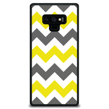 DistinctInk® Hard Plastic Snap-On Case for Apple iPhone or Samsung Galaxy - Grey Yellow Chevron Stripes