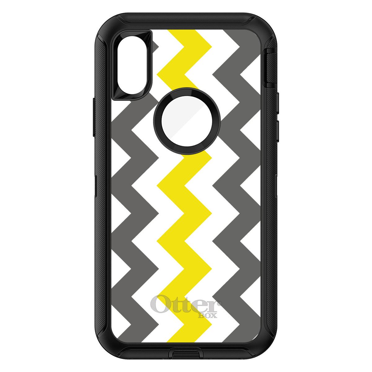 Grey Yellow Chevron Stripes OtterBox Defender Case for iPhone & Galaxy, view 3
