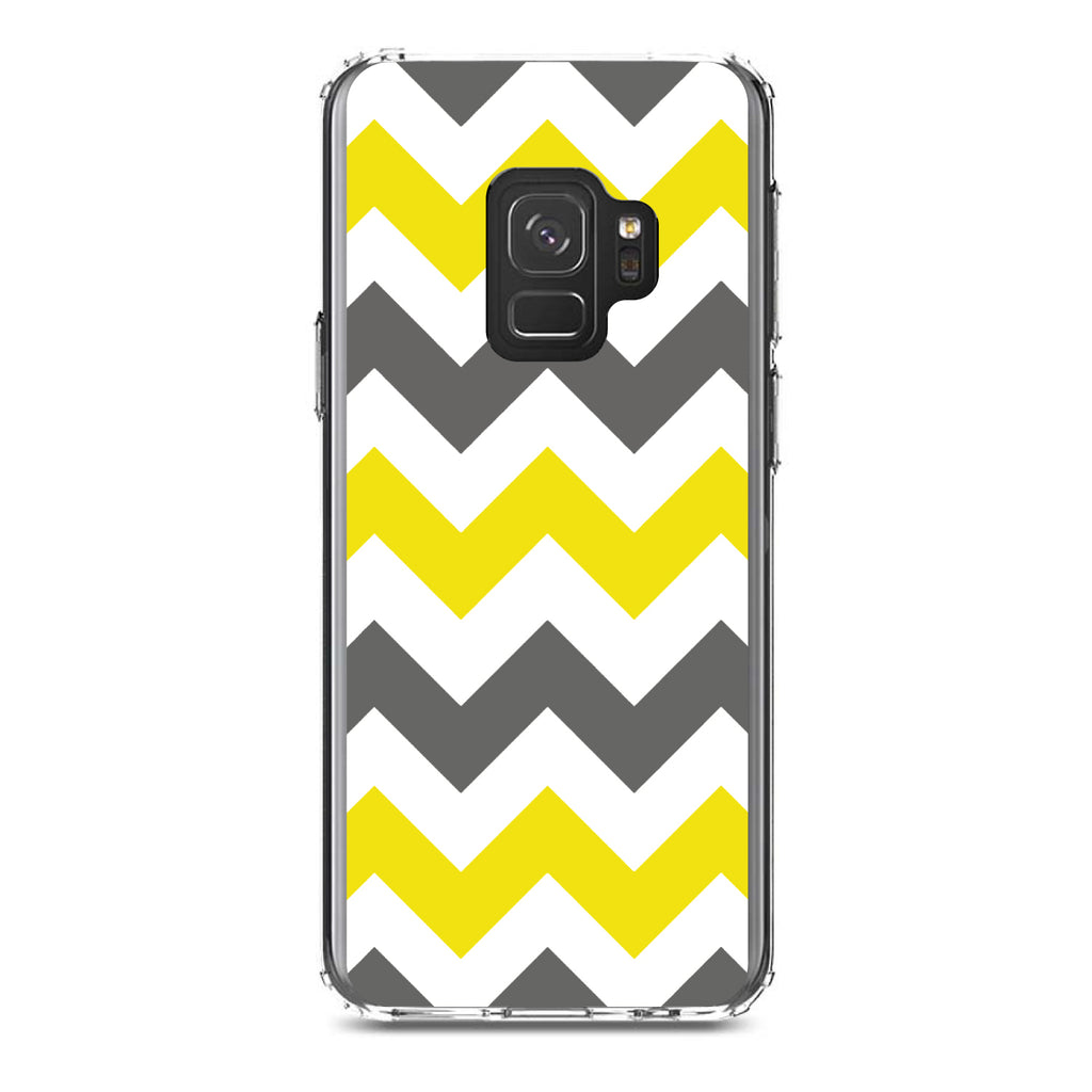 Grey Yellow Chevron Stripes Clear Shockproof iPhone Case, view 19