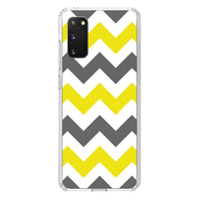 DistinctInk® Clear Shockproof Hybrid Case for Apple iPhone / Samsung Galaxy / Google Pixel - Grey Yellow Chevron Stripes