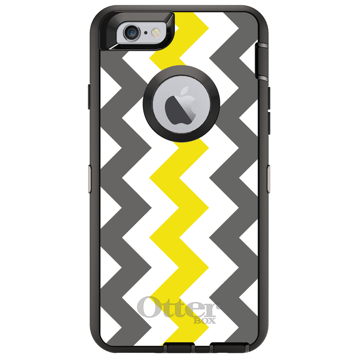 Grey Yellow Chevron Stripes OtterBox Defender Case for iPhone & Galaxy, view 4