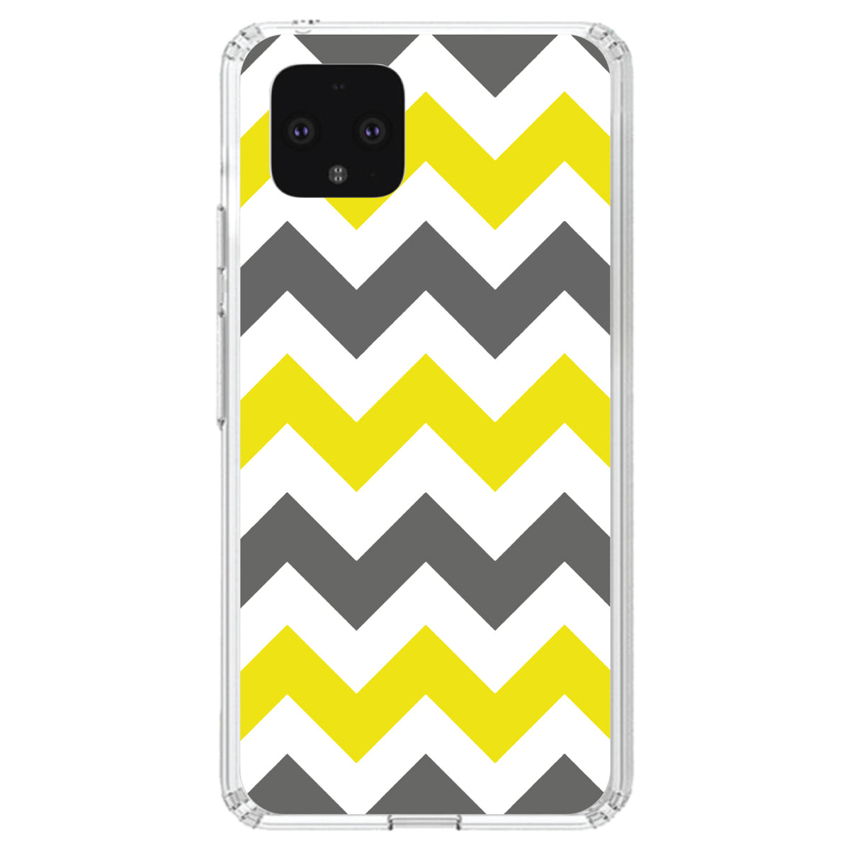 Grey Yellow Chevron Stripes Clear Shockproof iPhone Case, view 24