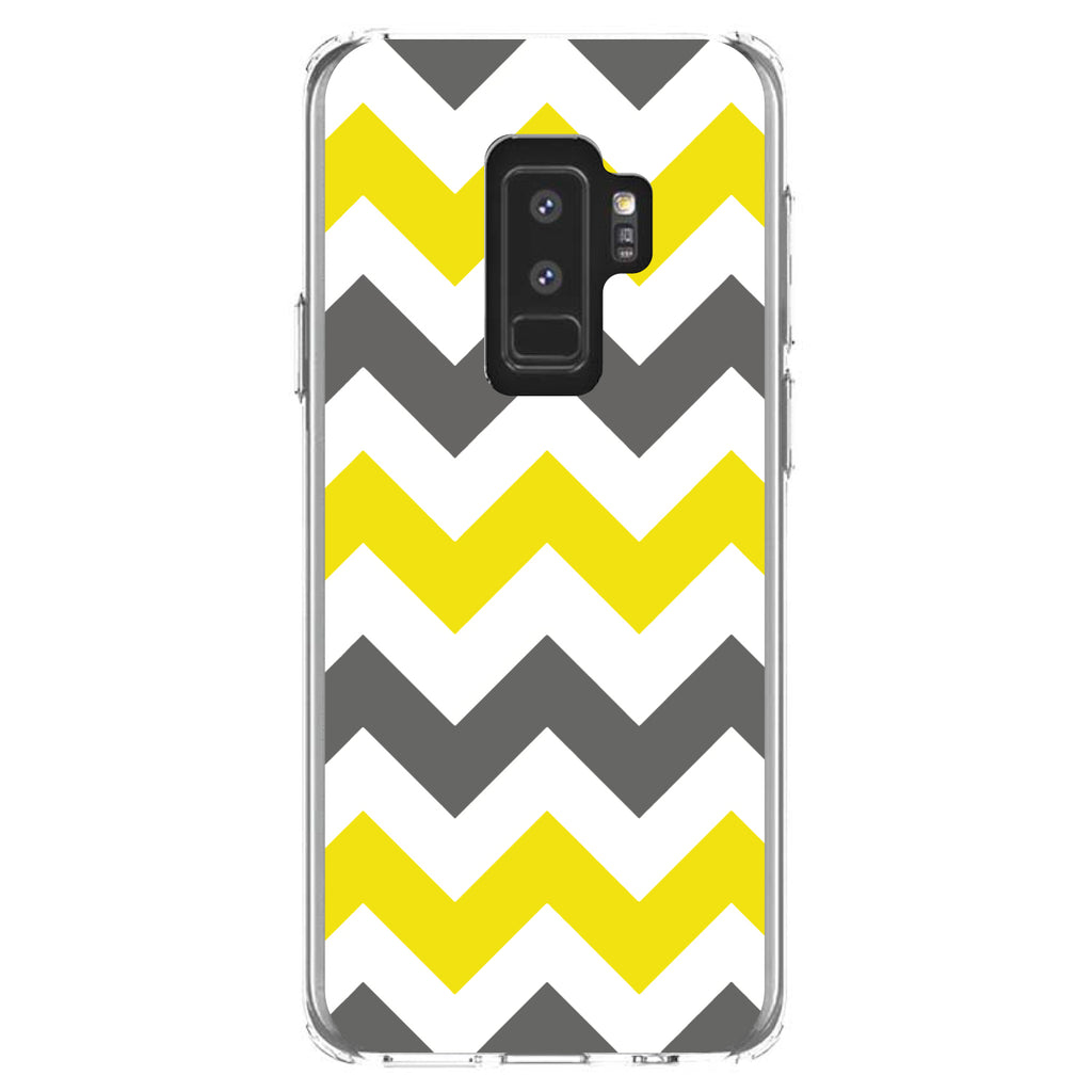 Grey Yellow Chevron Stripes Clear Shockproof iPhone Case, view 20
