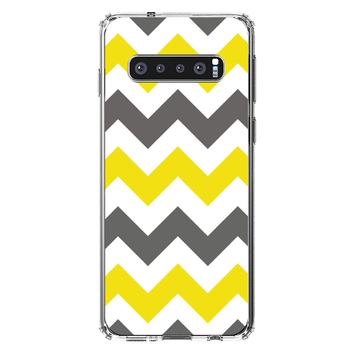 Grey Yellow Chevron Stripes Clear Shockproof iPhone Case, view 16