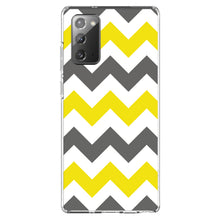 DistinctInk® Clear Shockproof Hybrid Case for Apple iPhone / Samsung Galaxy / Google Pixel - Grey Yellow Chevron Stripes