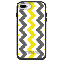 DistinctInk™ OtterBox Symmetry Series Case for Apple iPhone / Samsung Galaxy / Google Pixel - Grey Yellow Chevron Stripes